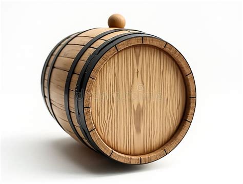 A Wooden Barrel Stands on a Flat Surface, Highlighting Its Rounded