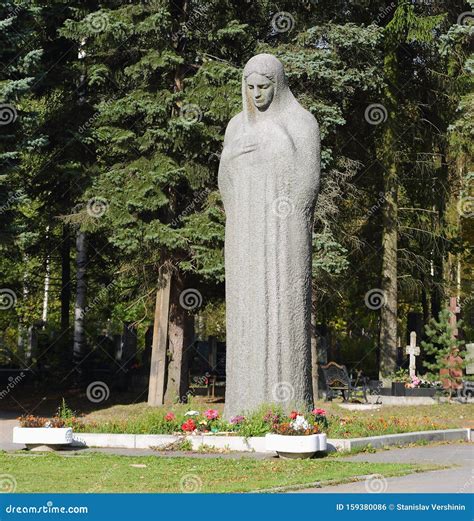 Monument `Grieving Mother`, Southern Cemetery, St. Petersburg, Russia
