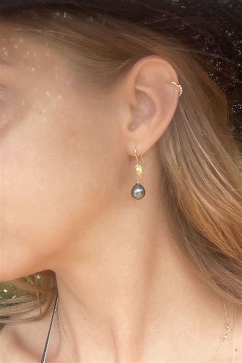 Gold Star Dark Pearl Drop Earrings - Miche McClendon