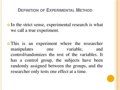 Experimental method of Research