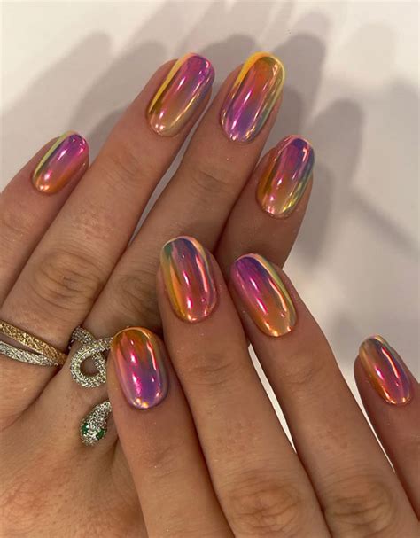 40+ Brilliant Chrome Nail Art Designs : Unicorn Chrome Nails