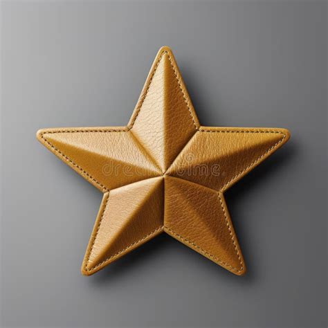 Golden Leather Star Badge on Gray Background Stock Illustration ...