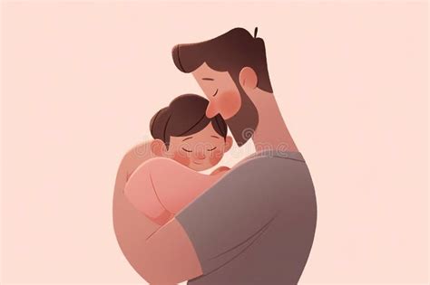 иллюстрация отца, обняющего своего ребенка в теплых и сердечных ...
