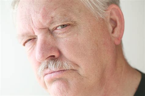 Stern And Irritable Senior Man Stock Photo - Download Image Now - Adult ...