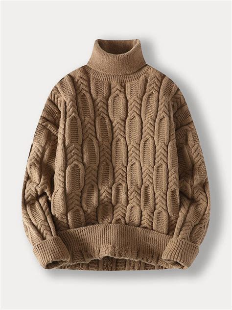 turtleneck cable knit sweater coofandy