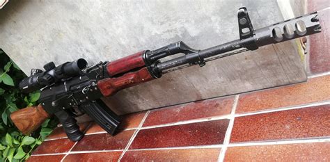 Cyma AK on which I fit real AK stock and handguard. Battery 11.1V with ...