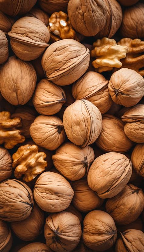 walnuts and other nuts are piled up together