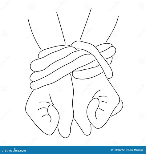 The Contour of the Hands Tied with a Rope on the Wrist. Hopelessness