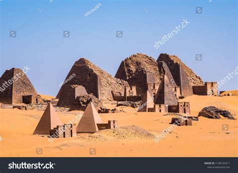 nubian pyramids meroe sudan big pyramids stock photo
