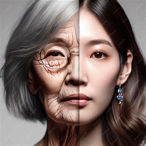 Premium AI Image | aging concept woman with young and old half of face