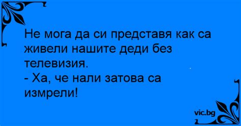 Не мога да си представя как са живели нашите деди без телевизия.