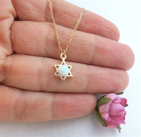 Star of David Necklace Opal Star of David Necklace Sterling - Etsy