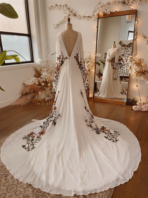 Meadow Ivory | Floral Embroidery Wedding Dress | Non-traditional