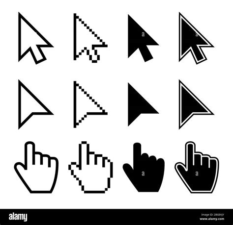 Clicking mouse cursors, computer finger pointers vector set. Mouse ...