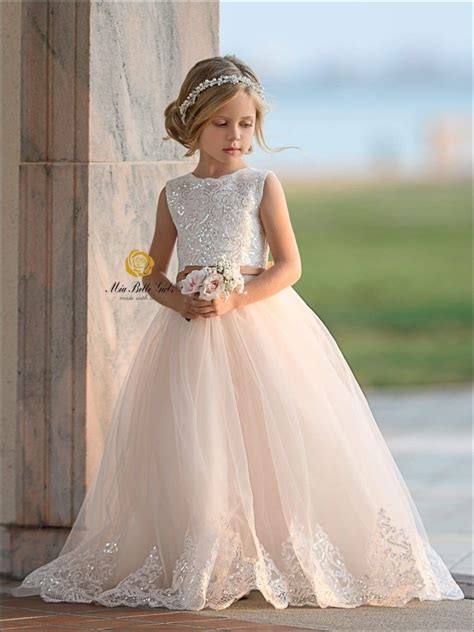 Lace Flower Girl Dress Blush Flower Girl Dress Girls Easter Dress Ball ...