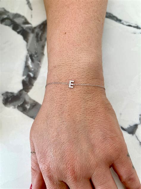 Diamond Initial Bracelet / Diamond Letter Bracelet / 14k Gold Letter ...