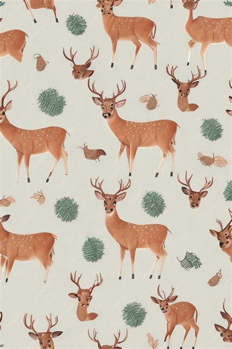 Premium AI Image | Seamless deer pattern background wallpaper graphic design