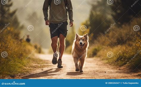 A man jogging with his dog stock image. Image of male - 288326547