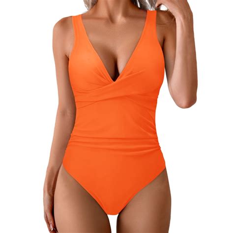 Daznico Women's Swimsuit - Deep V-Neck Wrap-Front Ruched Push-Up