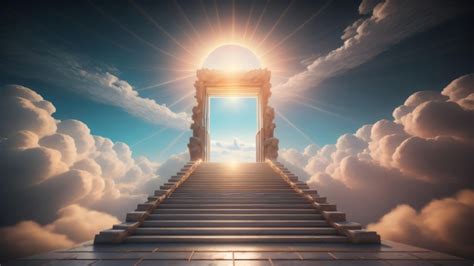 Premium AI Image | Stairs to heaven gate with bright light background