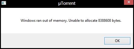 windows ran   memory windows  troubleshooting utorrent