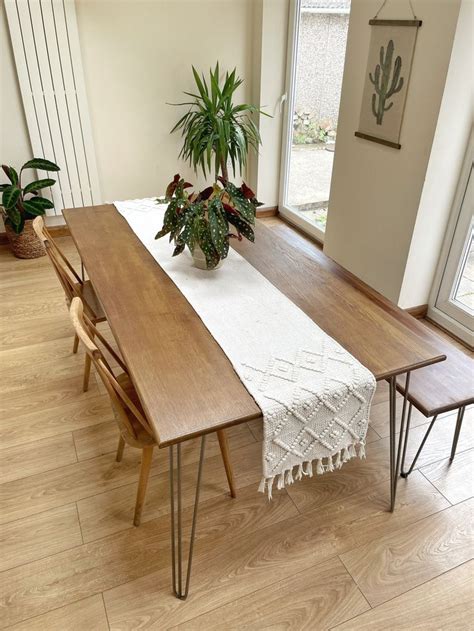 Oak Hard Wood Handmade Dining Table, Kitchen Table. 180 X 90cm Hairpin ...