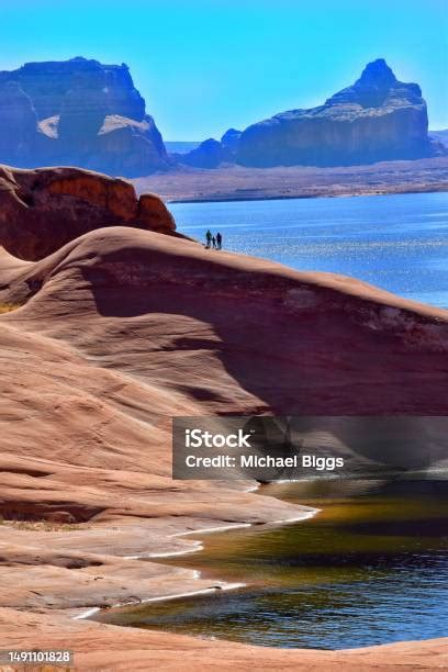 hiking lake powell stock photo  image  canyon color