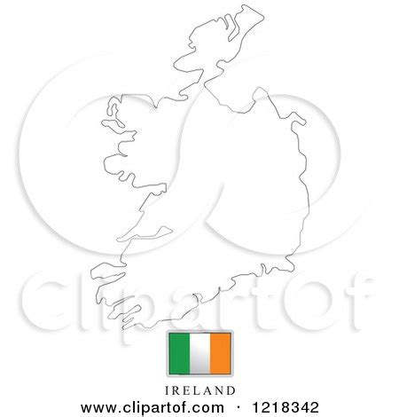 Clipart of a Ireland Flag And Map Outline - Royalty Free Vector ...