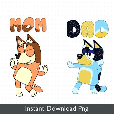 Bluey Dad Mum Png, Bluey Mother's Day Png, Bluey Chili Heeler Png