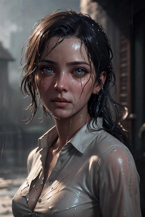 AI Image Creation naked shirt wet, raining, highly detaile - AIEasyPic