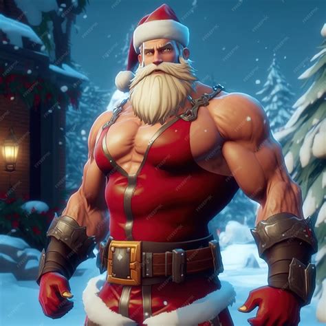 Premium Photo | Muscular santa claus 3d illustration