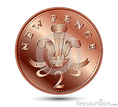 Two Pence Coin Isolated On A White Background. Vector Illustration | CartoonDealer.com #284895580