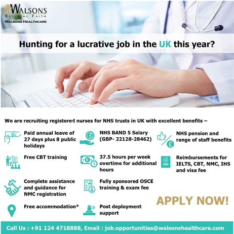 Apply for a lucrative job in UK this year – Walsons Healthcare