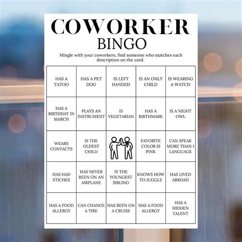 Coworker Bingo, Employee Bingo Game, Find Someone Who Office Party Game