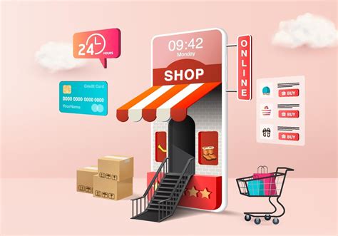 3D shopping online store for sale, mobile e-commerce 3d pink pastel ...