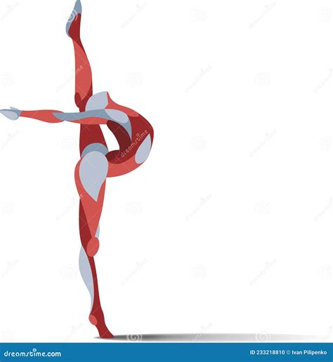Curly Gymnastics, Ballet, Acrobatics, Smooth Shapes Vector Silhouette
