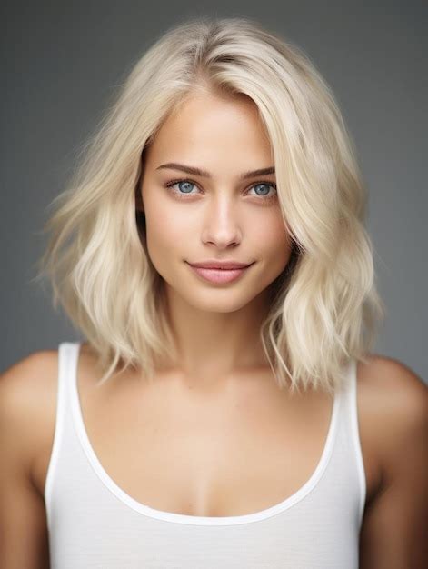 Premium AI Image | a woman with blonde hair and a white tank top