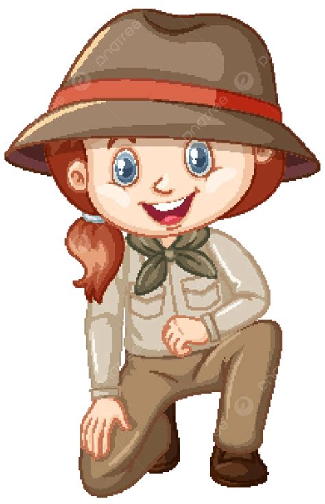girl  safari outfit  white background acting kid clip art vector