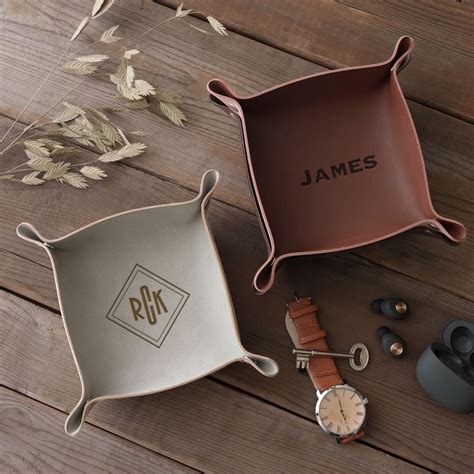 custom engraved leather valet tray valentines day gift