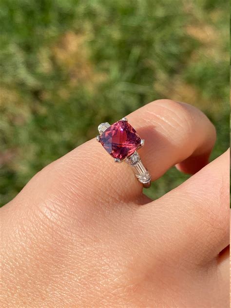 Ladies Vintage Checkerboard Cut Tourmaline and Diamond Ring - Etsy