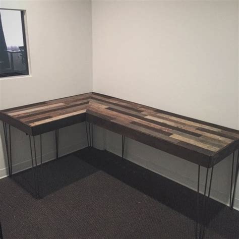 Rustic L-Shaped Desk Made from Reclaimed Wood