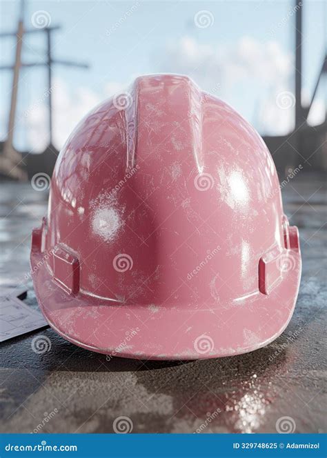 Worn and Weathered Construction Hard Hat on Job Site Stock Illustration