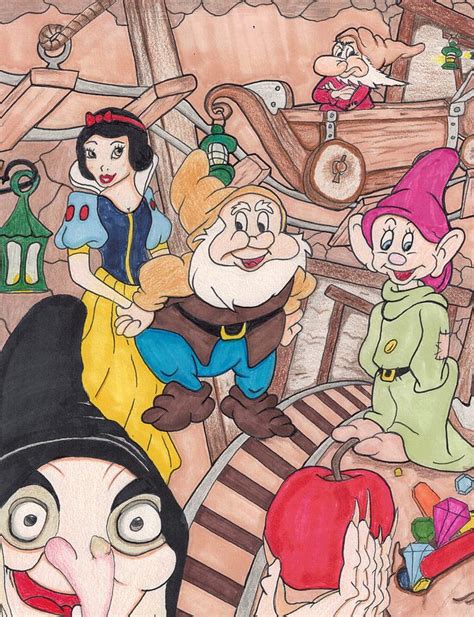 Seven Dwarfs Mine Train Drawing by Jason Cienki - Fine Art America