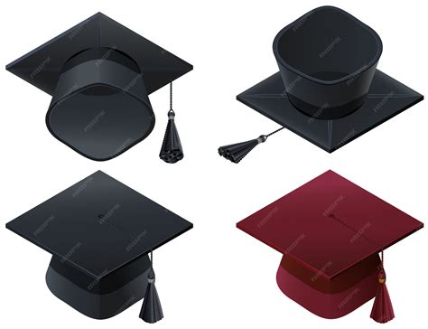 premium vector set  hat mortarboard high school graduation