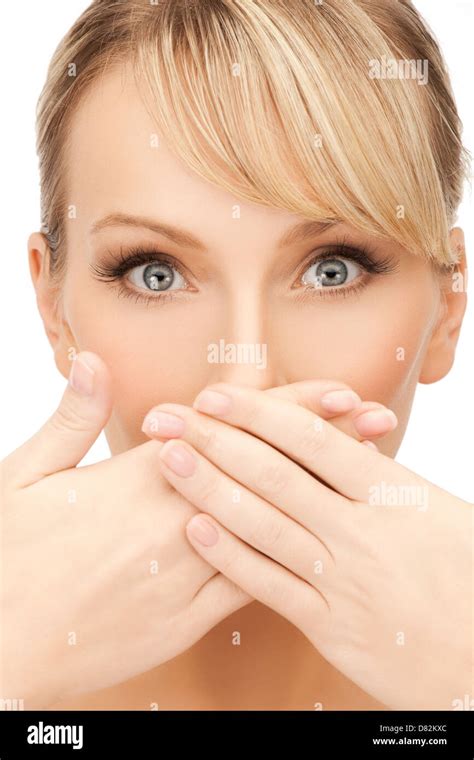woman covering her mouth Stock Photo - Alamy