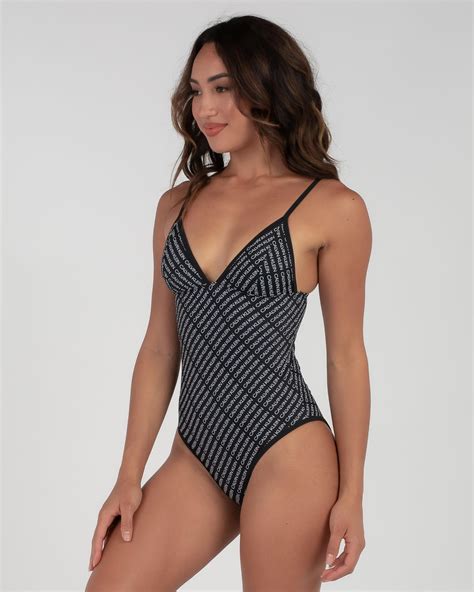Shop Calvin Klein Triangle One Piece Swimsuit In Core Diagonal Logo
