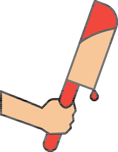hand holding knife icon  red  orange color  vector art