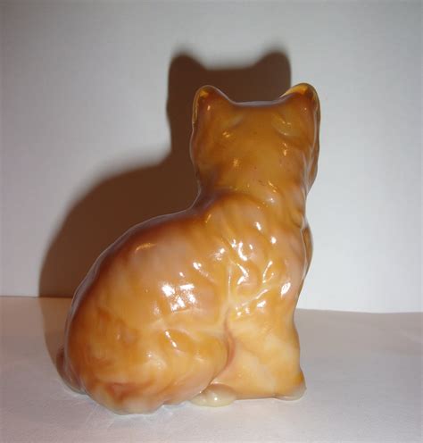 Mosser Handmade Glass Caramel Persian Cat Kitten Figurine Made in USA!