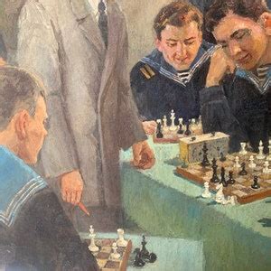 Social Realism Oil Painting Chess Tournament Evgeny Ivanovich ...