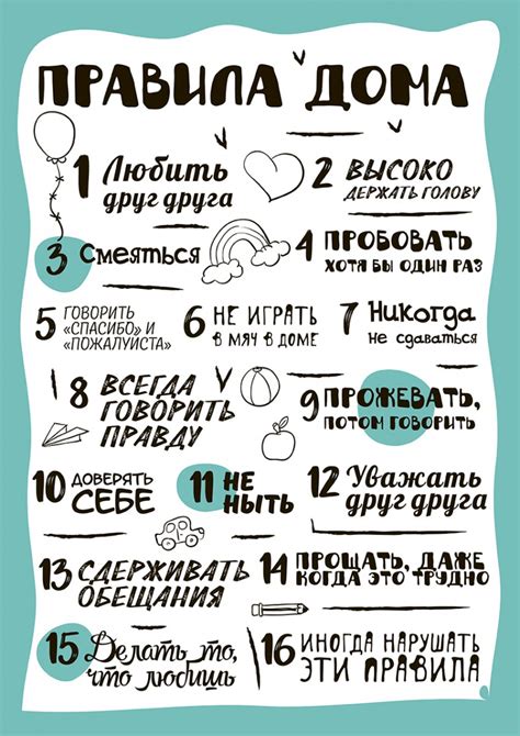 Постер «Правила дома» любого размера на холсте или бумаге, артикул ...
